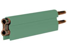 Barra conductora 8-Bar, 250 A, cobre/estaño inoxidable, tapa verde en PVC, 10 pies de largo