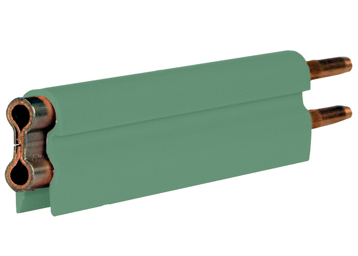 Barra conductora 8-Bar, 250 A, cobre/estaño inoxidable, tapa verde en PVC, 5 pies de largo