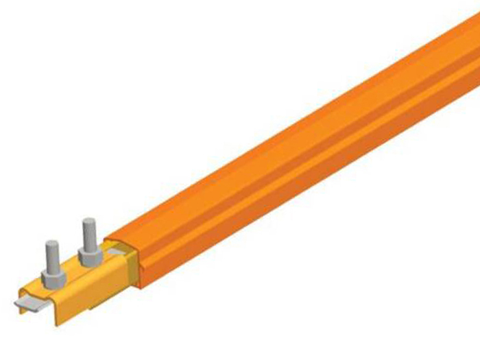 Barra conductora Safe-Lec 2 de 250 A de cobre, tapa naranja de PVC, c/unión, 4,5 m