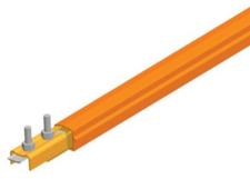 Barra conductora Safe-Lec 2 de 250 A de cobre, tapa naranja de PVC, c/unión, 4,5 m