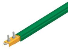 Barra conductora Safe-Lec 2 de 250 A de cobre, tapa verde de PVC, c/unión, 4,5 m