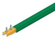 Barra conductora Safe-Lec 2 de 400A de cobre, tapa verde de PVC, c/unión, 4,5 m