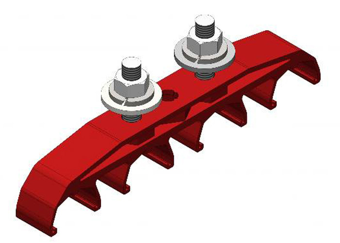 Abrazadera colgante Safe-Lec 2, 4 polos, montaje lateral, 2 pernos, calor mod, policarbonato rojo