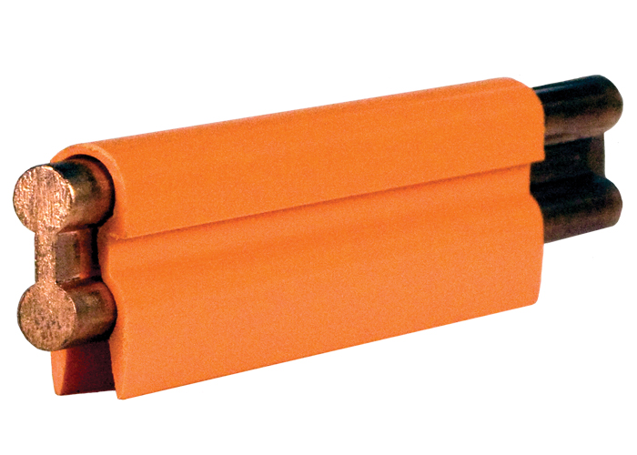 Barra conductora 8-Bar, 500 A, cobre, tapa naranja en PVC, 20 pies de largo