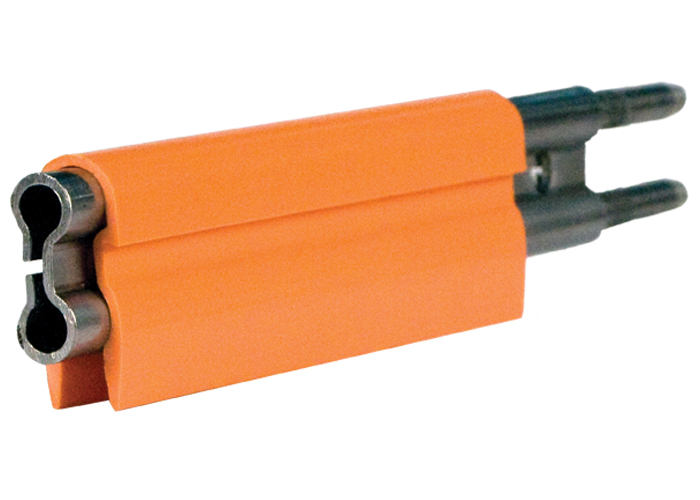 Barra conductora 8-Bar, 40 A, acero inoxidable, tapa naranja en PVC, 10 pies de largo