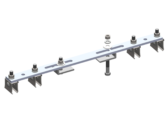 8-Bar, soporte, brida, con abrazaderas colgantes, perno lateral de acero, 2+2, 19 3/8 pul. L