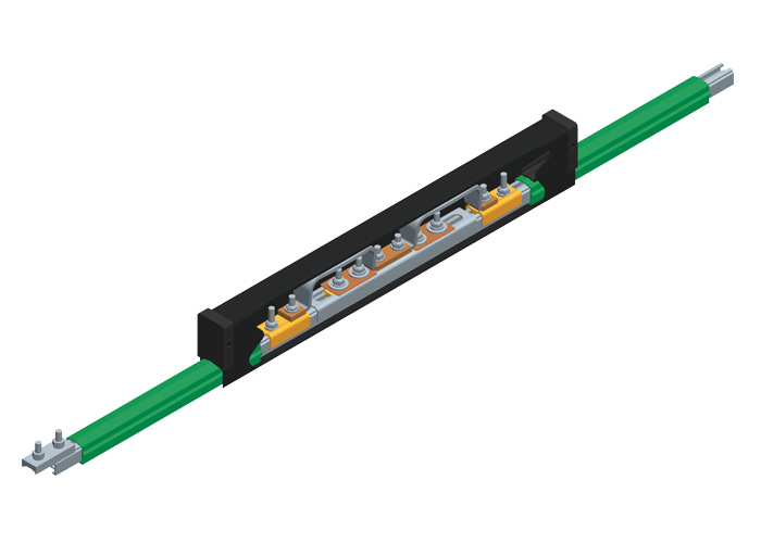 Sección de expansión Safe-Lec 2 de 100 A de acero galv, tapa verde de PVC, c/unión, 4,5 m