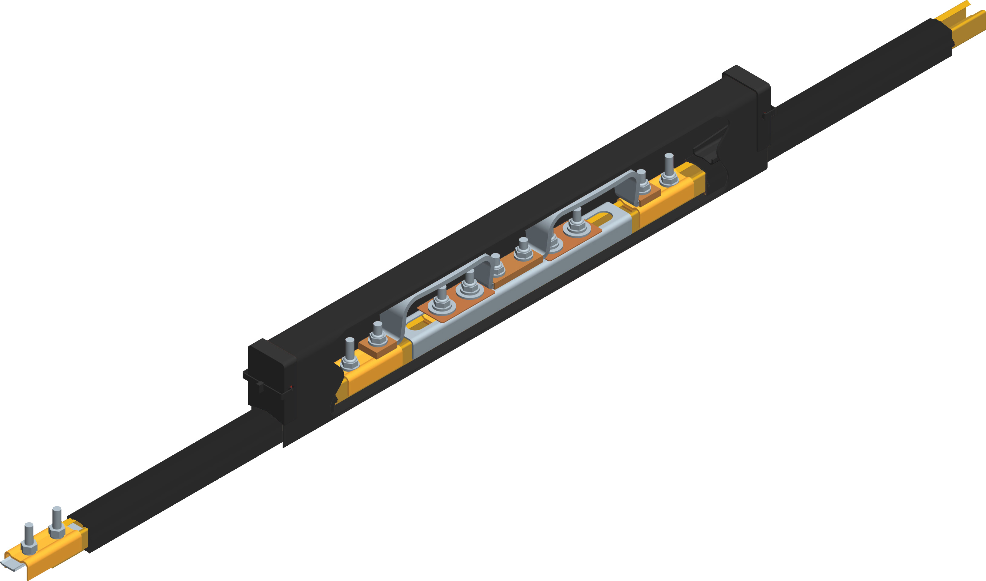 Sección de expansión Safe-Lec 2, 160 A cobre, tapa negra de PVC resistente a rayos UV, 4,5 M