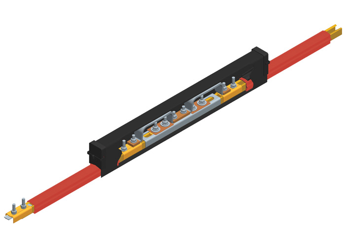 Sección de expansión Safe-Lec 2 de 160 A cobre, tapa roja de policarbonato para calor moderado, c/unión, 4,5 m